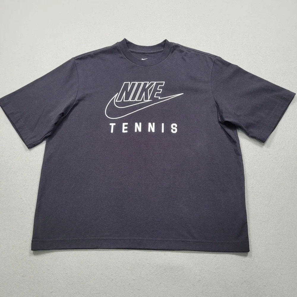 Nike Tennis Women Black Cotton Short Sleeve Boxy Tee W11122D XS